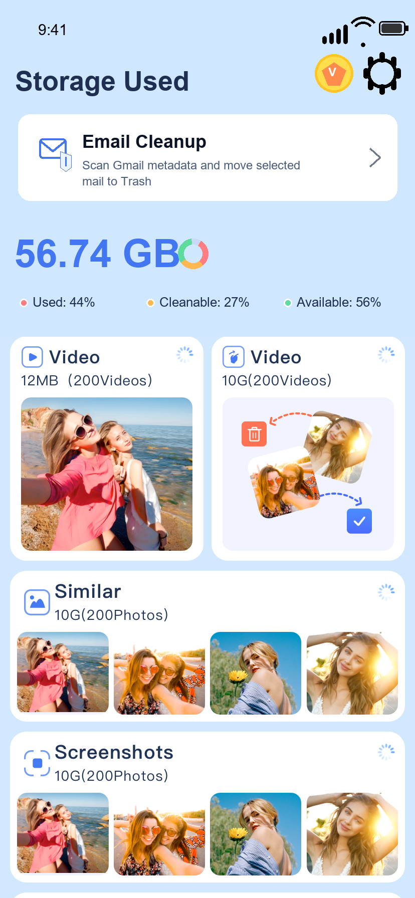 Max Cleaner email cleanup screen